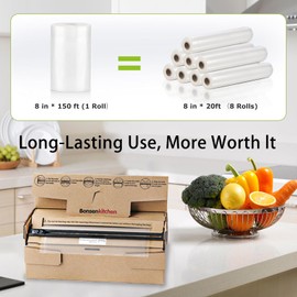 Bonsenkitchen 8"x150' Food Vacuum Seal Roll Keeper with Cutter, Commercial Grade, BPA-Free, Perfect for Meal Prep, Sous Vide Cooking, and Long-Term Storage