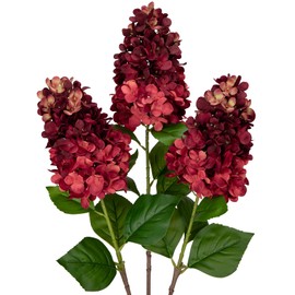 Arborus 3PCS Fake Flowers Hydrangea Artificial Flowers 28" Long Stem Dark Red Faux Flowers for Vase, Real Touch Silk Flowers Décor for Floral Arrangement Home Farmhouse Office Hotel Decoration