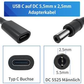 USB C 15W Ladekabel für Laptop 5,5x2,5mm Typ C USB-C Eingangskabel, Notebook, Router, Kamera, Schreibtischlampe, Elektroschrauber, TV-Box