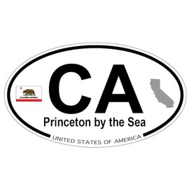 US Decal, Inc. Princeton by The Sea, California - Oval Magnet with State Flag