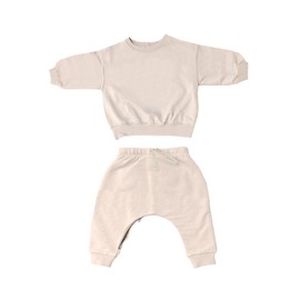 GUNAMUNA Baby 2-Piece Outfit Long Sleeve Tee with Jogger Pants, Daytime Playwear Set for Boys Girls - Blush Pink, 0-3 Months