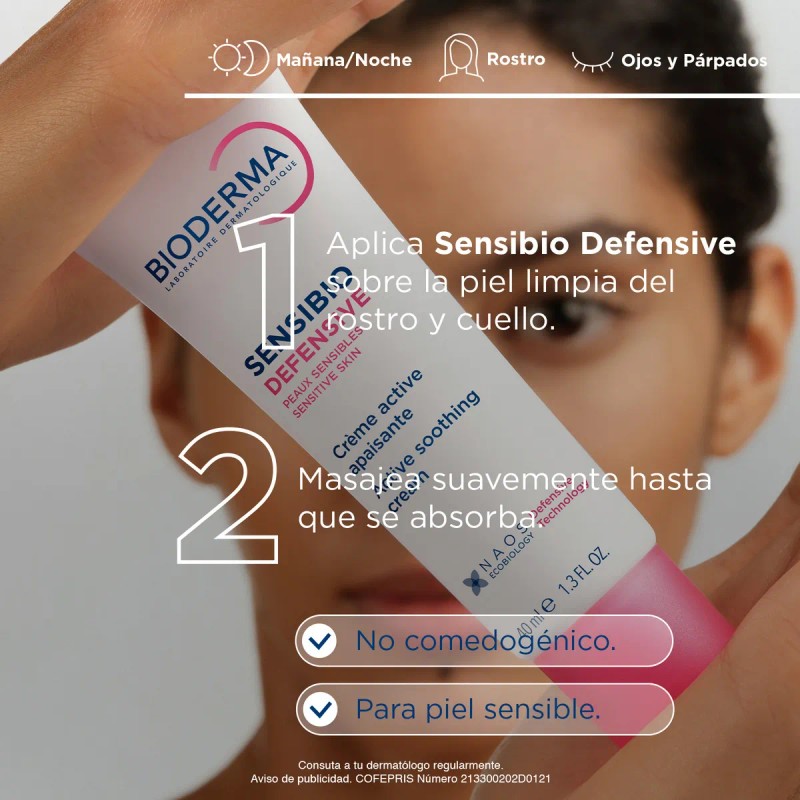 Bioderma Sensibio Defensive Crema, Hidrata Piel Sensible 40m