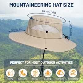 FairyPeach Sun Hat Men Women Safari Hat Summer Hat UV Protection Sun Protection Hat Wide Brim Hiking Hat Foldable Boonie Hat Outdoor Trekking Sealing Bush Hat Fishing Hat, khaki, Unit size