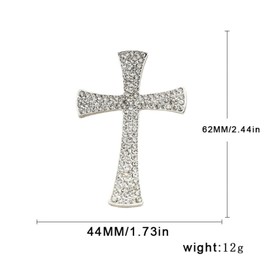 CZ Cross Brooch Pin Crystal Christian Cross Lapel Pin Sparkling Unisex Religious Faith Corsage Trendy Clothing Hats Bags Badge Pin Jewelry (silver)
