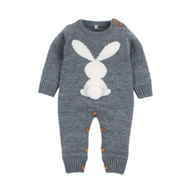 mimixiong Baby Easter Bunny Outfits Newborn Girl Boy Romper Jumpsuit Longsleeve Knit Clothes