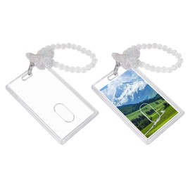 Photocard Holder,2PCS Acrylic Photo Storage Holder with Creative Butterfly Chain Keychain for ID Card Bank Card Photo