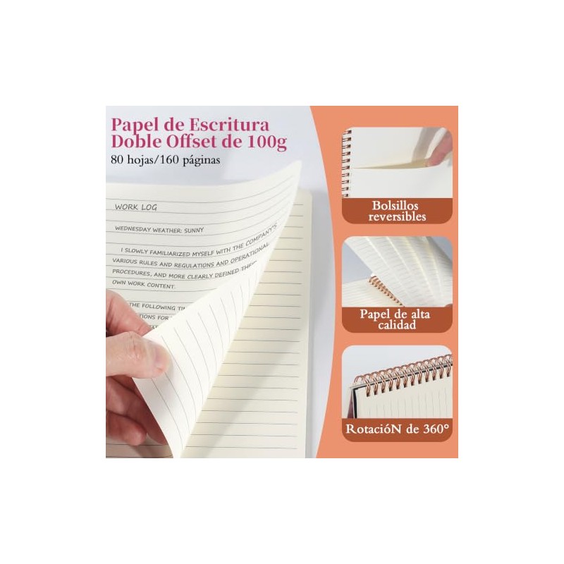 3pcs Cuaderno Espiral 240 Hojas Oficina Estudio Hogar Cuadernos Tapa