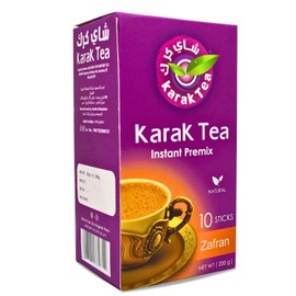 Karak Tea Instant Premix Saffron Zafran Natural Chai Powder Oriental Egyptian Arab Egypt Arabic Kosher Halal (1 Pack = 10 Sachets x 20 gm) شاى كرك بالزعفران سريع التحضير