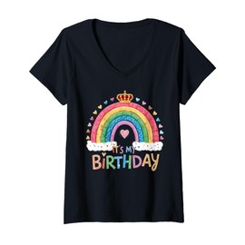 Womens Its My Birthday Girls Cute Happy Birthday Shirts For Women V-Neck T-Shirt
