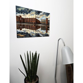 The Plum Penguin Old Warehouses Scene Wall Art - Dual A4 MDF Wood Prints - Atmospheric Home Decor Canvas Alternative 40 x 30cm