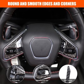 MXtech-23 Carbon Fiber Steering Wheel Button Sticker Trim Cover For Corvette C8 2020-2025