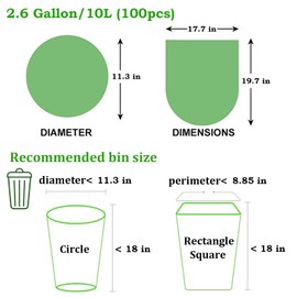 Biodegradable Trash Bags 100 pcs, Bin Liners Bags 10L/ 2.6 Gallon Compostable Garbage Bags Waste Bags, Tough, Compost Bags for Garden, Office, Home