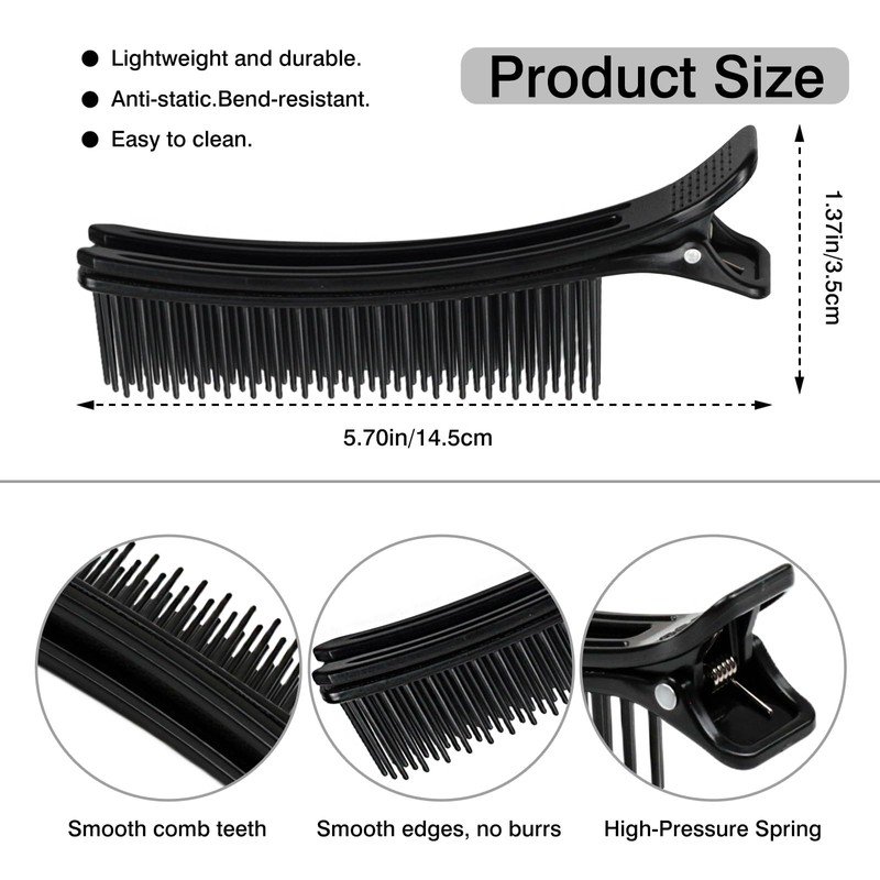 2-Pack Black Grip Hair Clips – 5.7" x 1.37" Sectioning