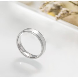 TIGRADE 4mm 6mm 8mm 10mm Silver Titanium Rings Wedding Band Matte Comfort Fit for Men Women, 6MM Silver, Size 9