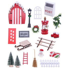 JEJA Gnome Door Accessory Kit, Miniature Ornaments 21 Pieces, for Advent Season, DIY Decoration for Christmas