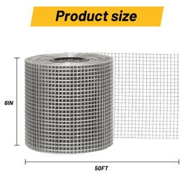 6" Stainless Steel Mesh Roll, 6in x 50FT Gutter Guard Leaf Filter for Rain Gutters, Solar Panel Bird Guard Mesh & Critter Guard Fence