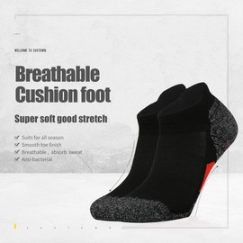 SOX TOWN Men's No Show Socks with Moisture Wicking Performance Tab Running Athletic Cushioned