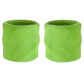 Premium Terry Cloth Cotton Wristband Pair - Color: Neon Green