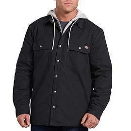 Dickies mens Relaxed Fit Hooded Shirt Quilted Jacket, Black, Medium US