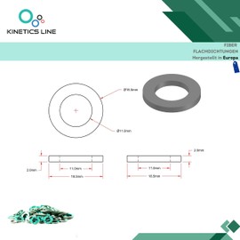 KINETICS LINE Fibre Flat Seal 1/2 Inch (18.5 x 11 x 2 mm) Pack of 100 Sanitary, Heating, Air Conditioning, Ventilation, Piping and Garden (up to 180 °C)