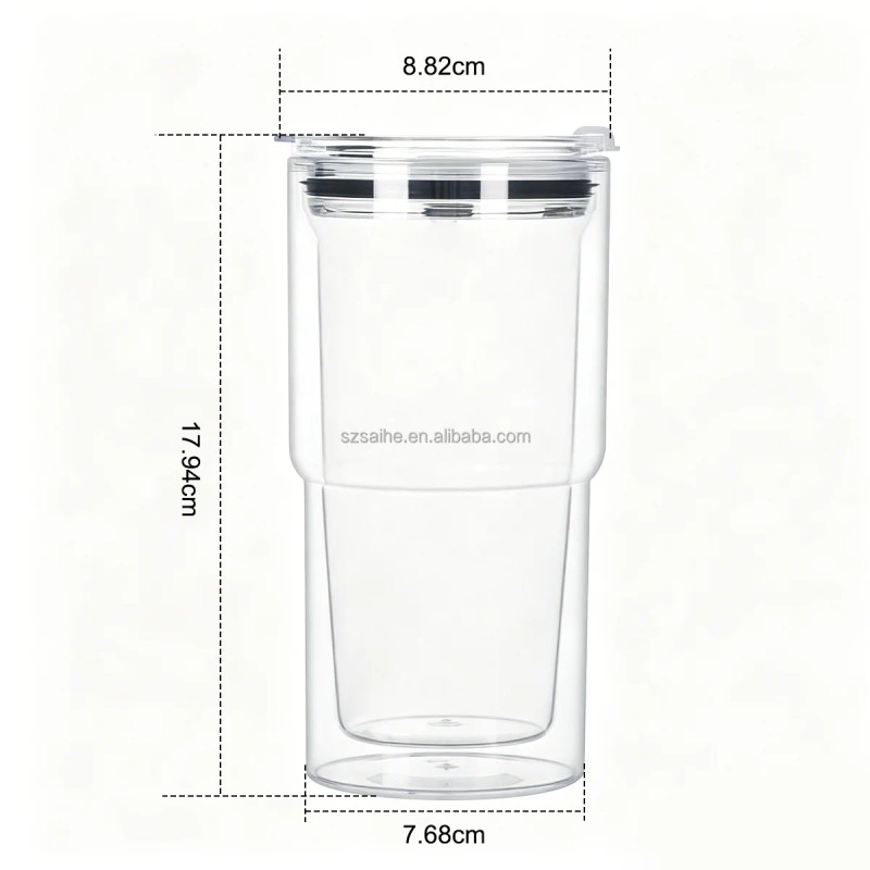 New Arrival 18oz Double Wall Snow Globe Plastic Pre-Drilled Double