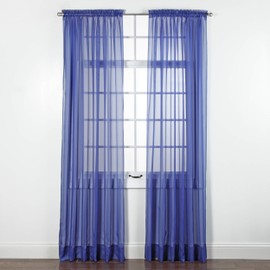 Stylemaster Elegance Voile Rod Pocket Panel, 60 by 63-Inch, Cobalt
