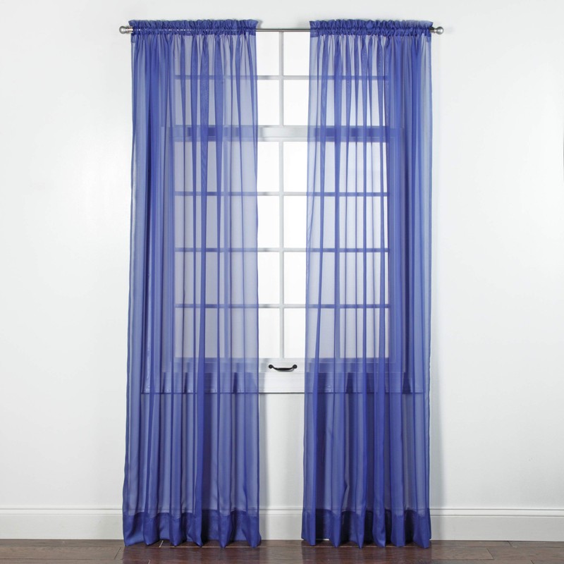 Stylemaster Elegance Voile Rod Pocket Panel, 60 by 63-Inch, Cobalt