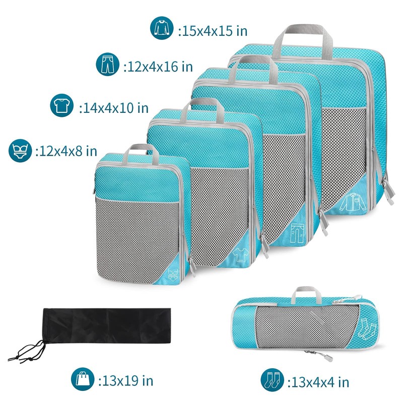 Apexillio Compression Packing Cubes 6 Pcs, Travel Luggage Organizer Accessories