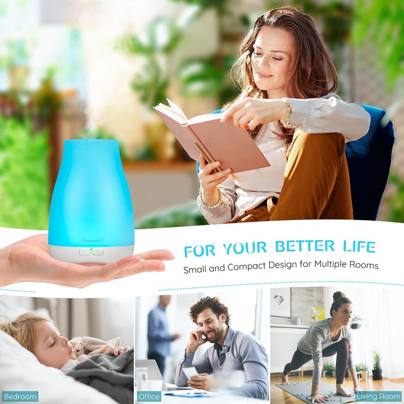 Homeweeks Diffusers, 100ml Colorful Essential Oil Diffuser with Adjustable Mist