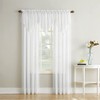 ANCLLO 3 Panels White Crushed Texture Sheer Voile Beaded Rod