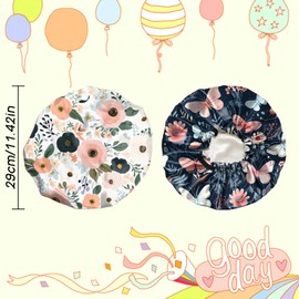 Deokke 2 PCS Kids Bonnets for Girls Boys Satin Hair Bonnet Adjustable Double Layer Silk Child Night Sleeping Cap Cute-Flower
