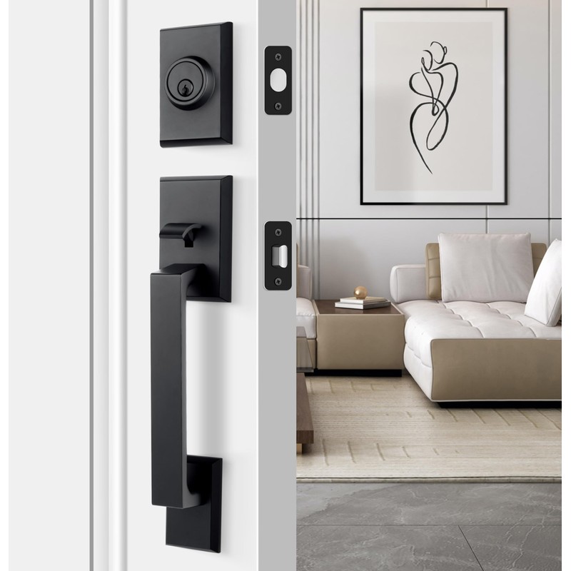 LOQRON Front Door Handleset Heavy Duty Door Handle and Deadbolt