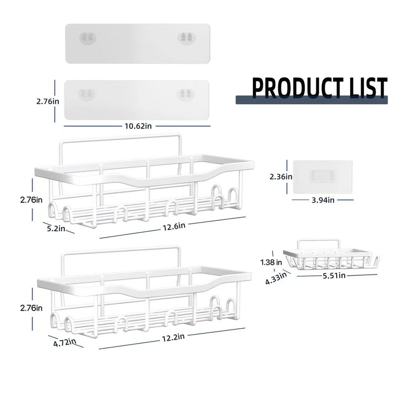 LURVUO Shower Caddy Shower Organizer,3Pack No Drilling Large Capacity Rustproof