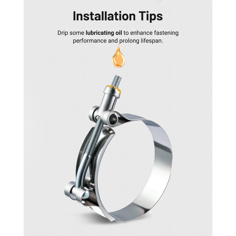 EVIL ENERGY 2.25 Inch T-Bolt Hose Clamps, Stainless Steel 304