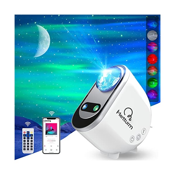 MERTTURM Galaxy Aurora Projector, 3 in 1 LED Northern Lights Star Projector, 6 White Noise Starry Moon Light with Bluetooth Speaker for Adult Kids Gift, Bedroom, Room Decor