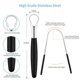 4 Pieces Tongue Scrapers,Reduce Bad Breath Tongue Scrapers for Adults Kids Stainless Steel Metal Tongue Scrapers Cleaners Brushes Oral Reusable Clean Tongue Beauty Tools