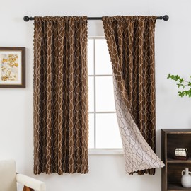 Gothic Spider Web Curtains – Brown and White Back Tab Window Panels for Modern Farmhouse, Bedroom, or Living Room (42 x 63 Inches, 2-Pack)