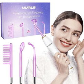 High-Frequency Facial Wand Model U05 with 4 Pieces Glass Tubes, Argon Technologies for Acne, Shrink Pores, Spot Lightening, and Hair Growth