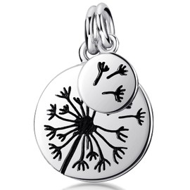 MATERIA by Matthias Wagner Pendant with Dandelion – Women's Pendant 925 Silver Round, Sterling Silver