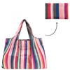 allydrew Large Foldable Tote Nylon Reusable Grocery Bag, Multi-Color Stripes