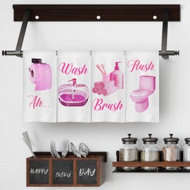 GCFET Pink Bathroom Hand Towels Set - Pink Women Girly Bathroom Decor, Decorative Waffle Hand Towel, 16x24 Inches Set of 4