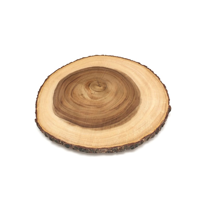 Lipper International Acacia Wood Large Slab Lazy Susan with Bark