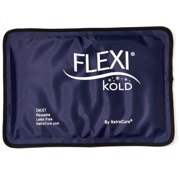 FlexiKold Gel Ice Pack (Half Size: 7.5" x 11.5") Reusable Cold Pack for Injury, Migraine Relief Pad, After Surgery Compress, Postpartum, Headache, Eyes, Ankle, Feet - A6303-COLD by NatraCure