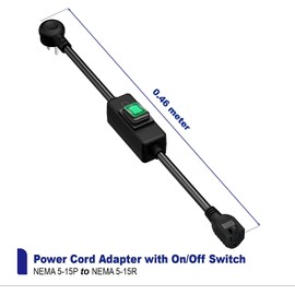 3-Prong Outdoor Waterproof Extension Switch Cord, in-Line On/Off Switch Extension Cord, SJTW 14AWG 3C IP57 Waterproof,Max.20A 125V Heavy Duty Inline Switch L=1.5Feet