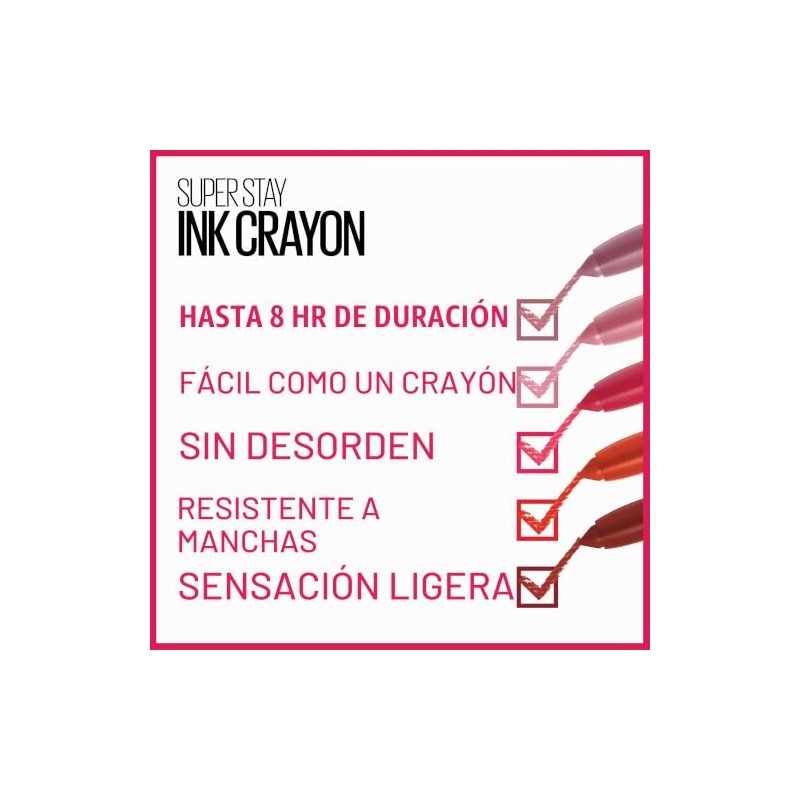 Maybelline SuperStay Ink Crayon Matte Longwear Lipstick con sacapuntas integrado,