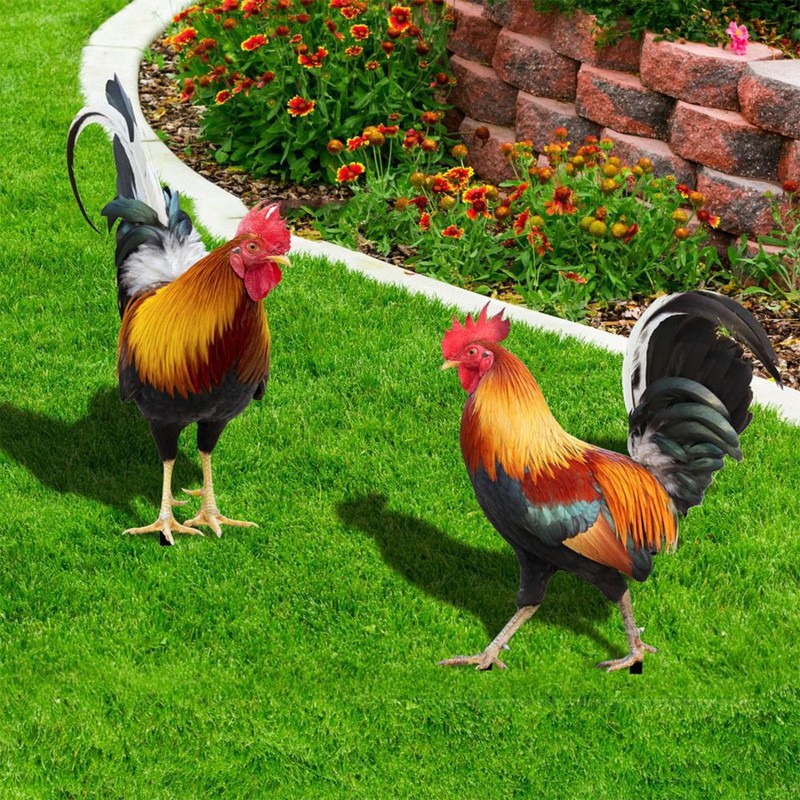 Metal Chicken - Chicken Metal Garden Art,Spring Outdoor Decorations, Set