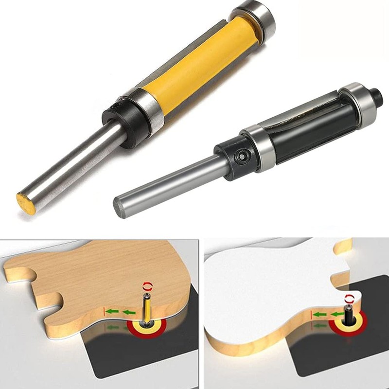 Bestgle Trimmer Bit Set Bearing Bit 2-Piece Router Bit 6.35mm