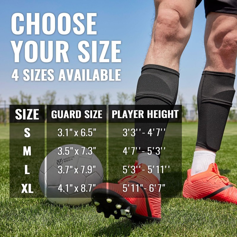 Northdeer Soccer Shin Guards for Kids Adults incl. Sleeves with