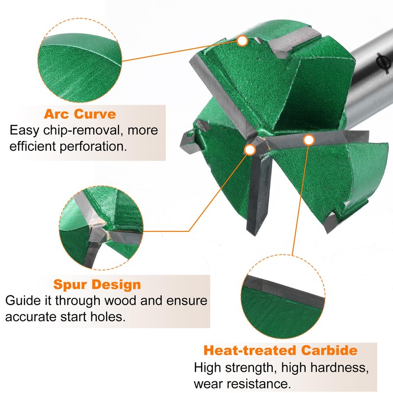 sourcing map 2pcs Forstner Drill Bits 1-1/2" (38mm) Carbide Upgraded