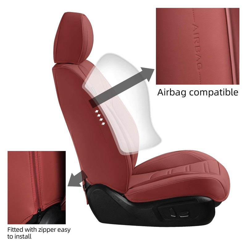 TIEHESYT Leather Seat Covers Front Pair with Lumbar Support, Breathable